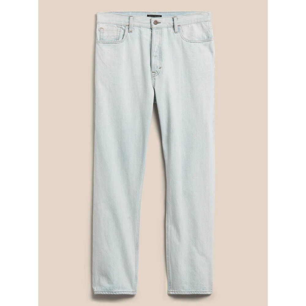 New Banana Republic Nettle Selvedge Relaxed Fit Jean Bleach Blue Men's 35 H14458 - Picture 13 of 13